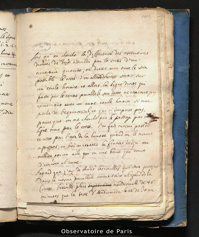 CASSINI I. Sur le calcul de la différence des ascensions de deux étoiles
